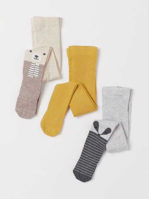 H&M Girls 3-Pack Tights, Grey