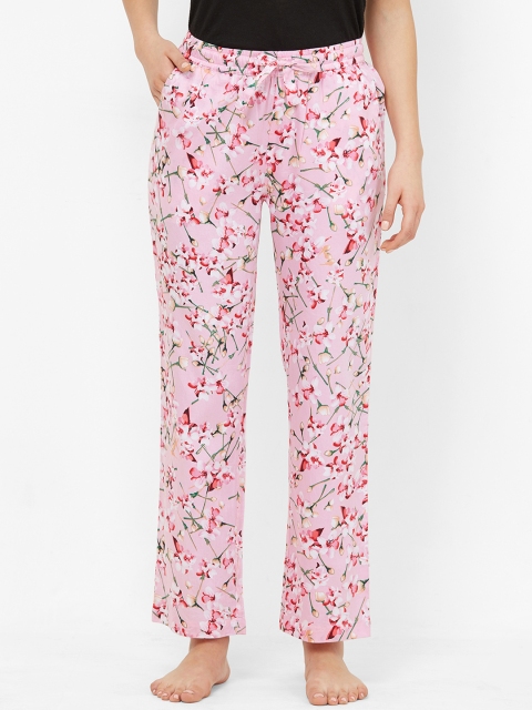 Mystere Paris Women Pink Floral Printed Lounge Pants