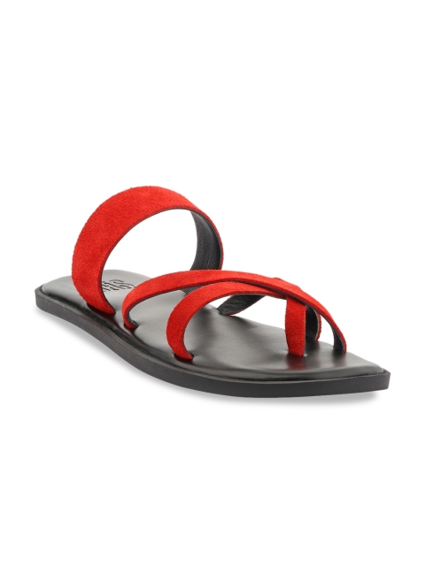 SKO Men Red Suede Comfort Sandals