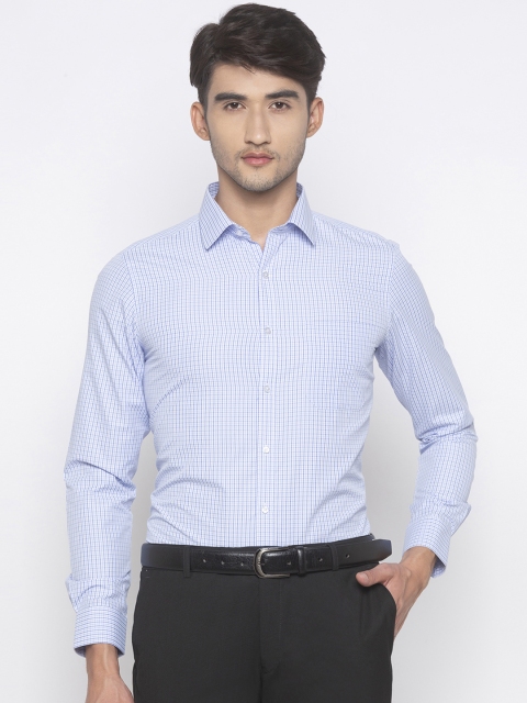 Globus Men Blue Regular Fit Checked Formal Shirt