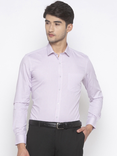 Globus Men Red & Blue Regular Fit Checked Formal Shirt