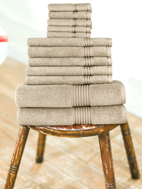 swiss republic Unisex Set of 12 Beige Solid Signature 630 GSM Towels