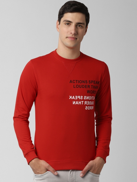 Peter England Casuals Men Red Printed Sweatshirt
