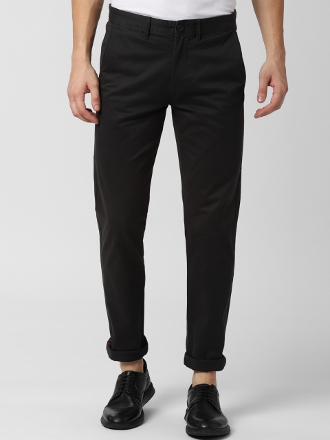 Peter England Casuals Men Black Slim Fit Solid Regular Trousers
