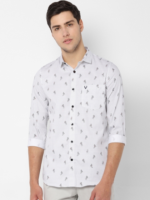 Allen Solly Men White & Black Slim Fit Checked Casual Shirt