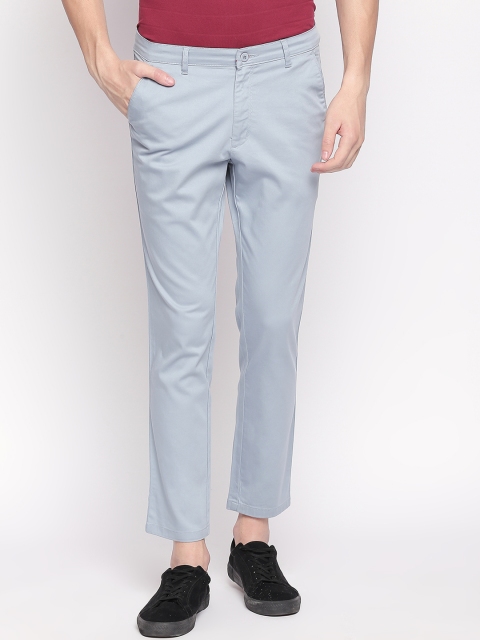 Solemio Men Blue Regular Fit Solid Regular Trousers