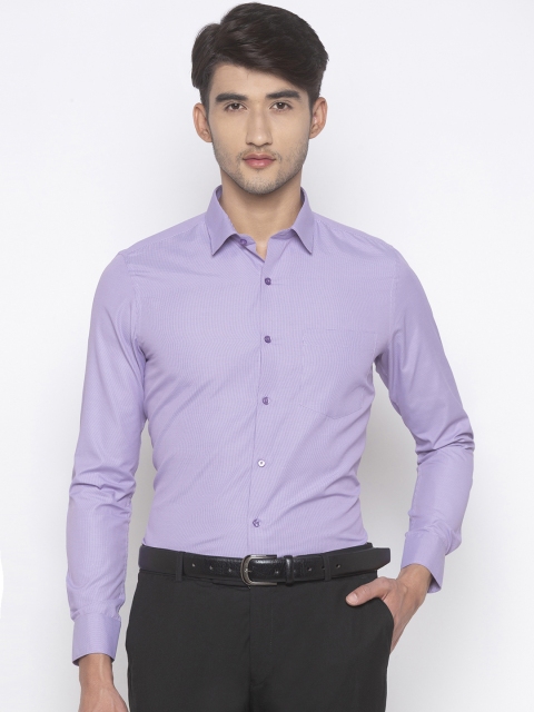 Globus Men Purple Regular Fit Striped Formal Shirt