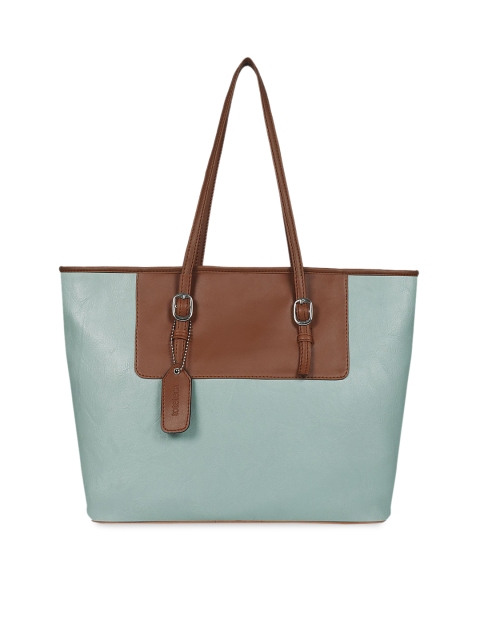 Toteteca Green & Brown Colourblocked Shoulder Bag