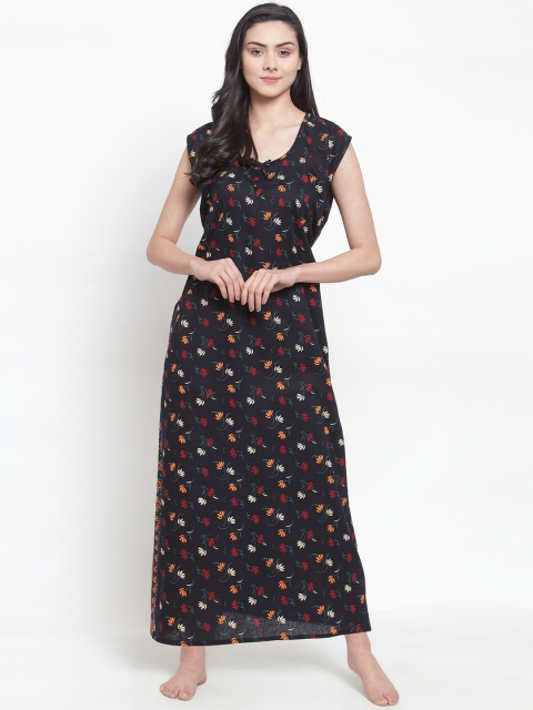 Secret Wish Black & Red Printed Nightdress
