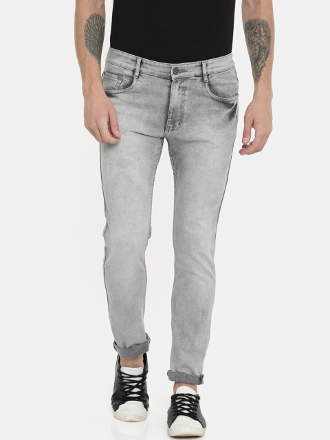 CINOCCI Men Grey Slim Fit Mid-Rise Clean Look Jeans
