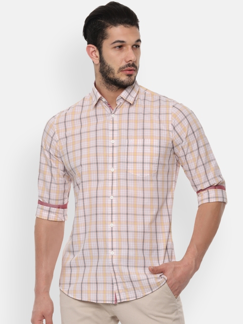 Van Heusen Sport Men Pink & Black Slim Fit Checked Casual Shirt