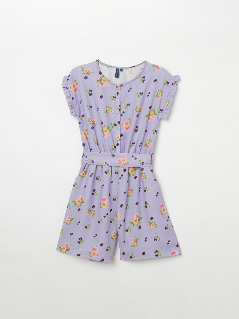 Fame Forever by Lifestyle Girls Lavender Printed Playsuit