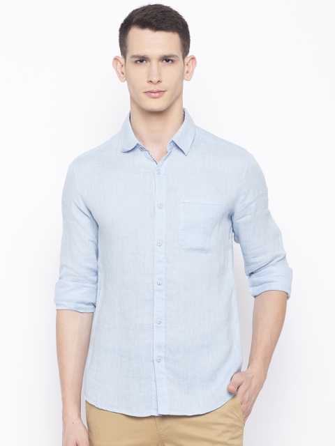 SPYKAR Men Blue Slim Fit Solid Casual Shirt