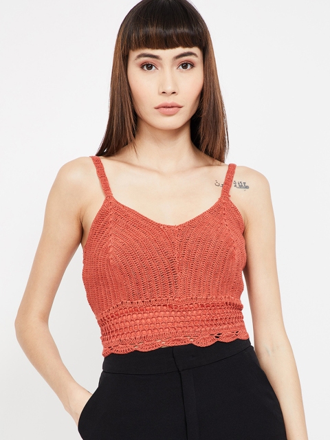 Ginger by Lifestyle Women Rust Self Design Top