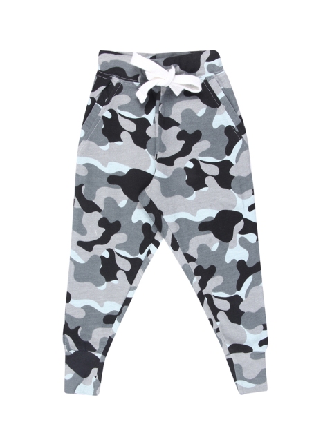 Nap Chief Unisex Kids Grey & Black Camouflage Printed Joggers