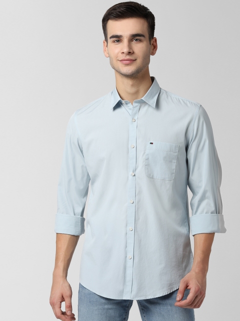 Peter England Casuals Men Blue Slim Fit Solid Casual Shirt