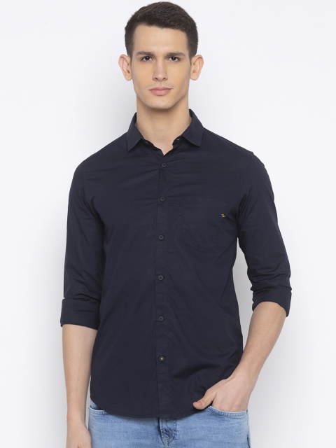 SPYKAR Men Navy Blue Slim Fit Solid Casual Shirt