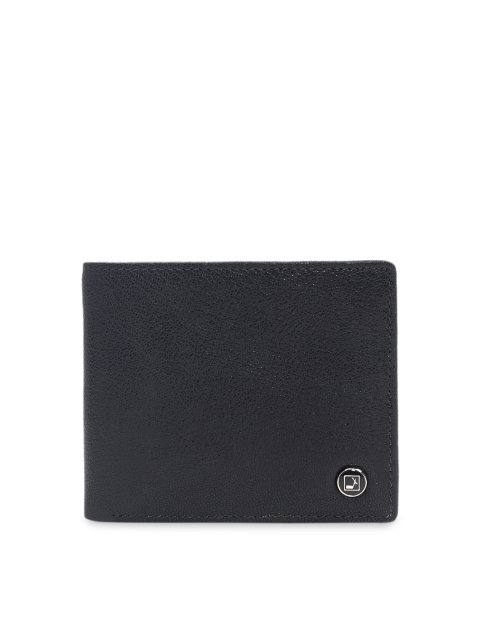 Da Milano Men Blue Textured Leather Two Fold Wallet