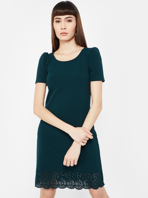 CODE by Lifestyle Women Green Solid Sheath Dress