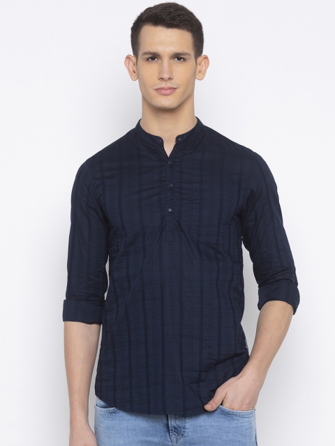 SPYKAR Men Navy Blue Slim Fit Checked Casual Shirt