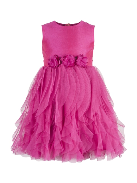 Toy Balloon kids Girls Pink Solid Fit and Flare Dress