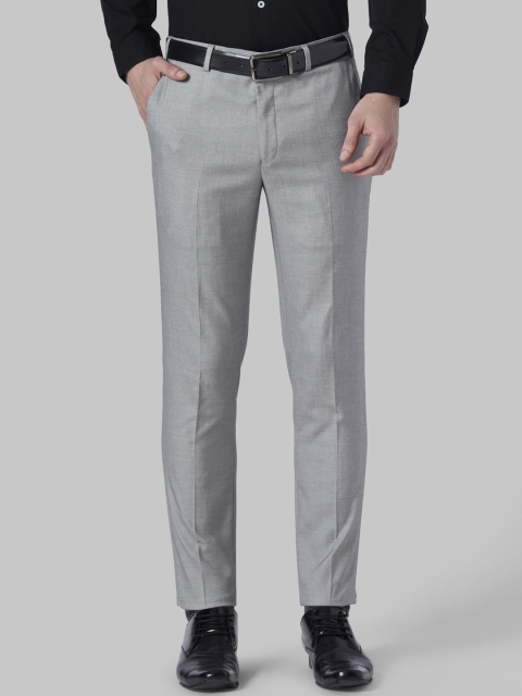 Park Avenue Men Grey Regular Fit Solid Formal Trousers