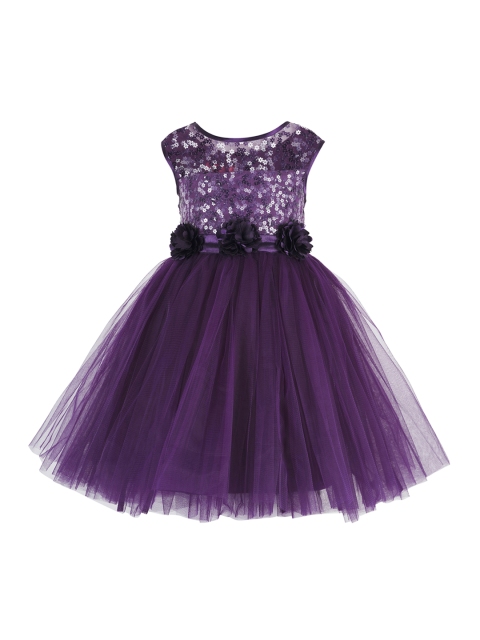 Toy Balloon kids Girls Purple Self Design Fit and Flare Dress