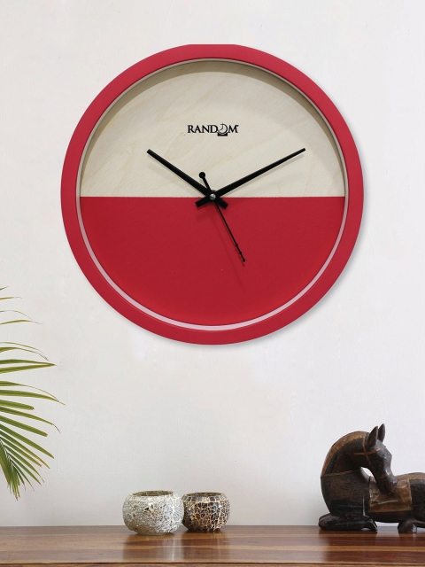 RANDOM Red & White Round Colourblocked 25cm Analogue Wall Clock