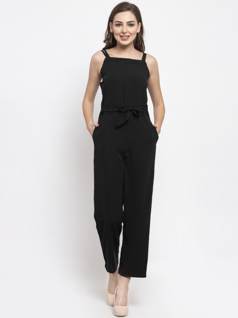 Jompers Women Black Solid Basic Jumpsuit