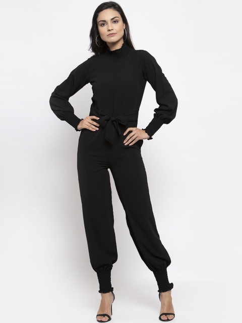 Jompers Women Black Solid Basic Jumpsuit