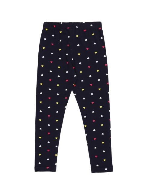 CHALK by Pantaloons Girls Navy Blue & Pink Printed Ankle-Length Leggings