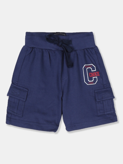 Cherokee Boys Navy Blue Printed Regular Fit Cargo Shorts