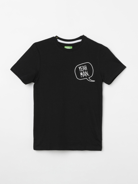 Bossini Boys Black Solid Round Neck T-shirt
