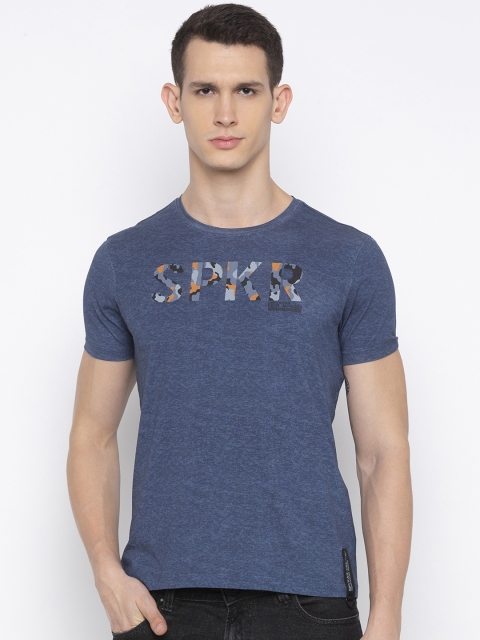 SPYKAR Men Navy Blue Printed Round Neck T-shirt