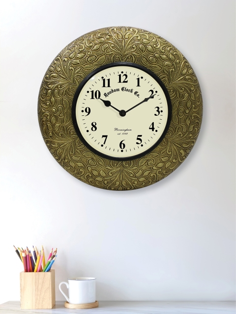 RANDOM Off-White Handcrafted Round Textured 30Cm Analogue Wall Clock