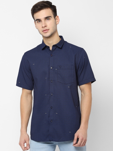 Allen Solly Men Navy Blue Regular Fit Printed Casual Shirt