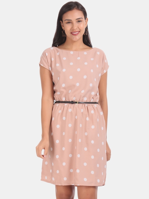 Elle Women Pink Printed Fit and Flare Dress