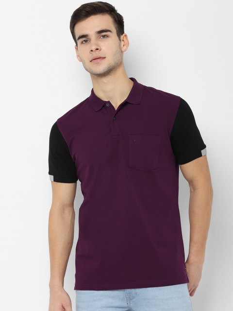 Allen Solly Men Purple Solid Polo Collar T-shirt