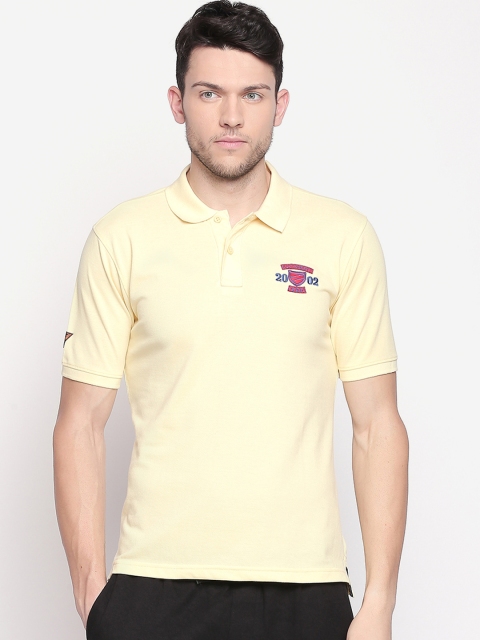 FiTZ Men Yellow Solid Polo Collar T-shirt