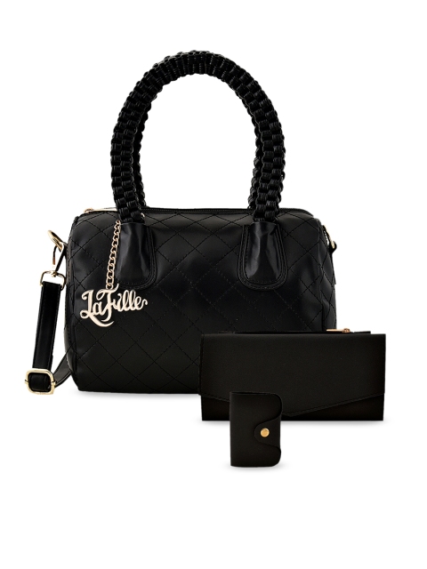 LaFille Black Solid Hand Bag Set
