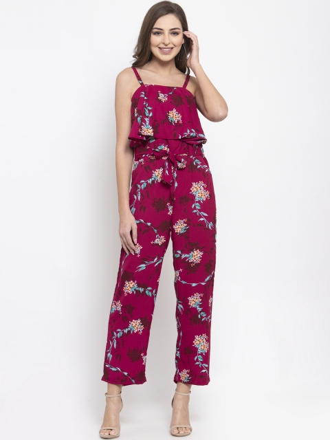 Jompers Women Pink & Blue Printed Basic Jumpsuit
