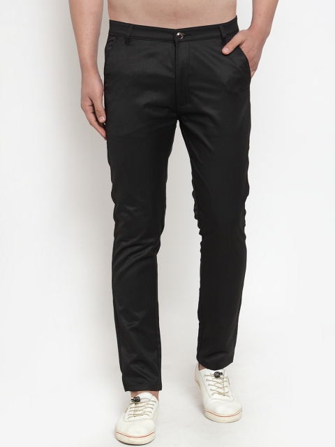 JAINISH Men Black Smart Slim Fit Solid Regular Trousers