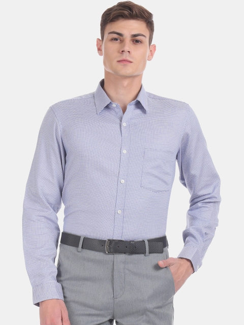 Excalibur Men Blue Regular Fit Printed Formal Shirt