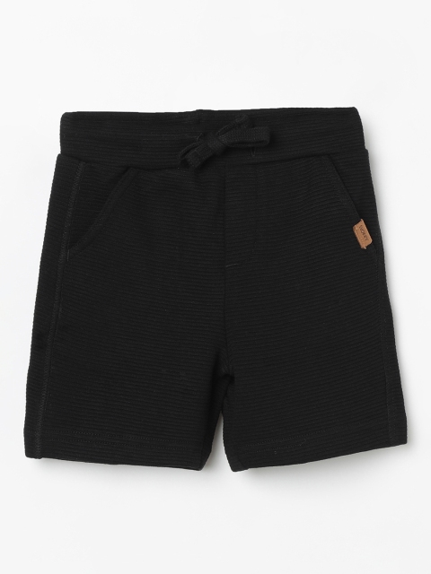 Juniors by Lifestyle Infant Black Solid Slim Fit Regular Shorts