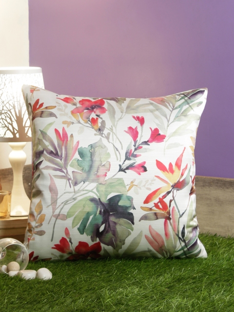 Living Essence Multicoloured Single Floral Square Cushion Covers, Multi