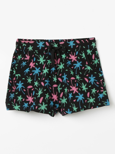 Fame Forever by Lifestyle Girls Black Printed Regular Fit Regular Shorts