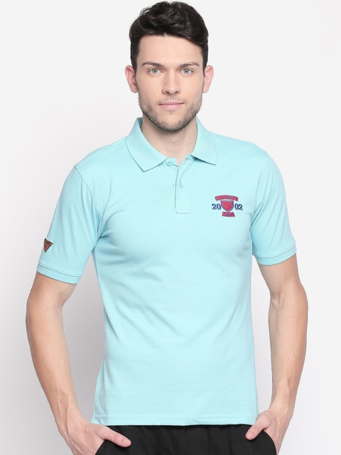 FiTZ Men Blue Solid Polo Collar T-shirt