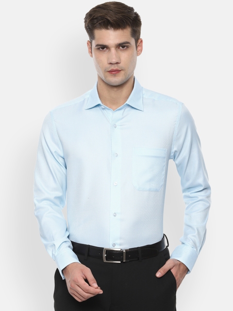 Louis Philippe Men Blue Regular Fit Self Design Formal Shirt