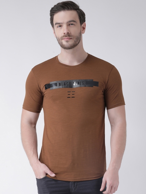 Rex Straut Jeans Men Brown Printed Round Neck T-shirt