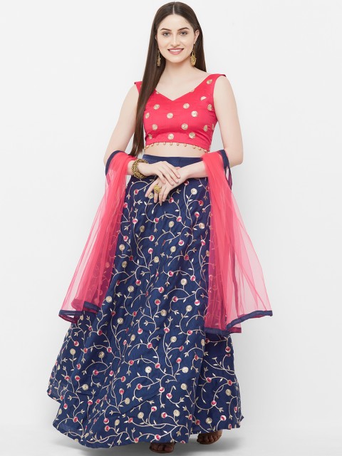 Aasvaa Blue & Pink Embroidered Semi-Stitched Lehenga & Unstitched Blouse with Dupatta
Aasvaa Blue & Pink Embroidered Semi-Stitched Lehenga & Unstitched Blouse with Dupatta
